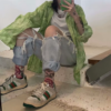 High Waist Ripped Jeans for Women'S Loose Thin Jeans Denim Pants Breeches Overalls 2020 Vintage Female Torn Trousers Streetwear - Image 3