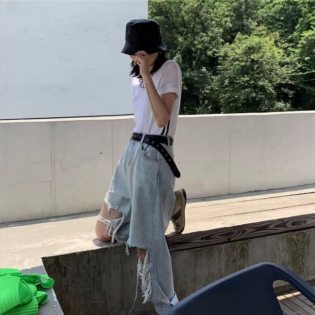 High Waist Ripped Jeans for Women'S Loose Thin Jeans Denim Pants Breeches Overalls 2020 Vintage Female Torn Trousers Streetwear