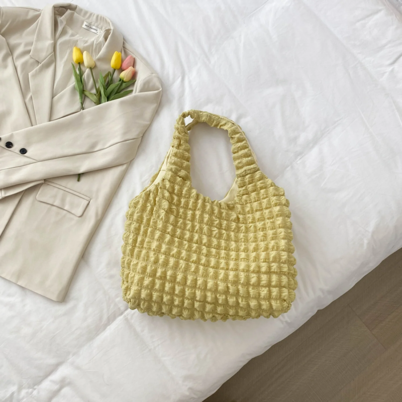 Ruched Polyester Large Handbag - Image 4