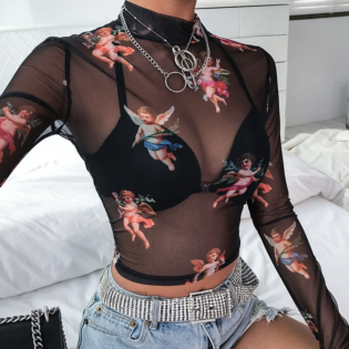 Sheer mesh crop top