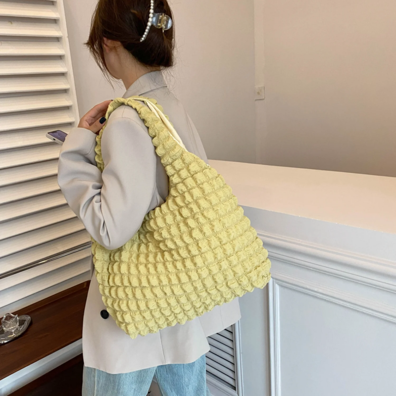 Ruched Polyester Large Handbag - Image 8