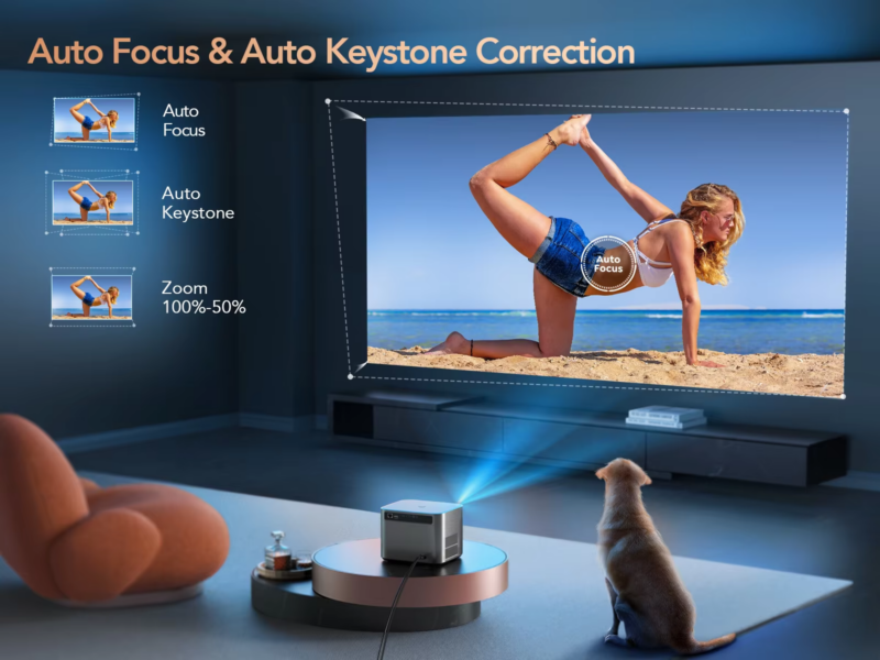 Projector 4K Android 9.0 26000 Lumens Native 1080P Wifi6 Bluetooth Projector Auto Focus/Keystone Outdoor Home Theater - Image 5