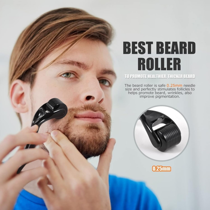 12-in-1 Men's Beard Care Kit with Beard Roller, Oil, Shampoo, Comb, Scissors, Razor & Blades - Image 5