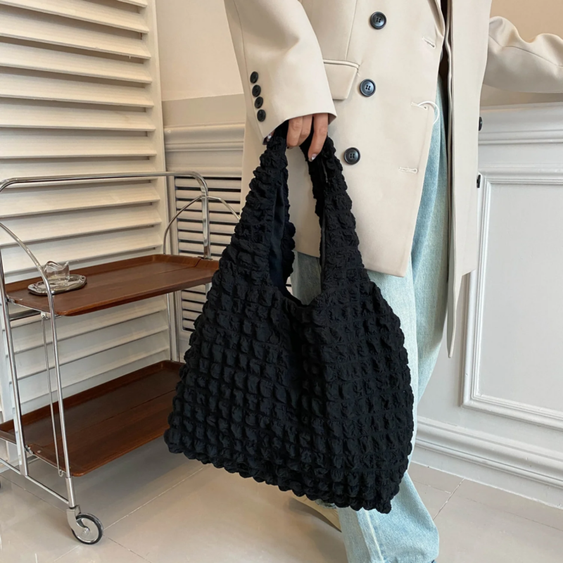 Ruched Polyester Large Handbag - Image 13