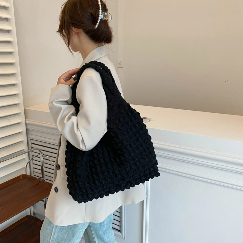 Ruched Polyester Large Handbag - Image 12