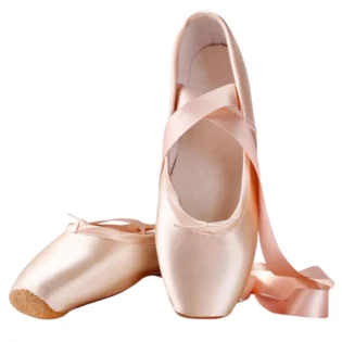 Chaussure de Ballet de Pointe profesionnel Classique Satin et Semelle en Cuir Ballerine Chausson Danse Pantoufle de Ballet avec Ruban pour Femmes
