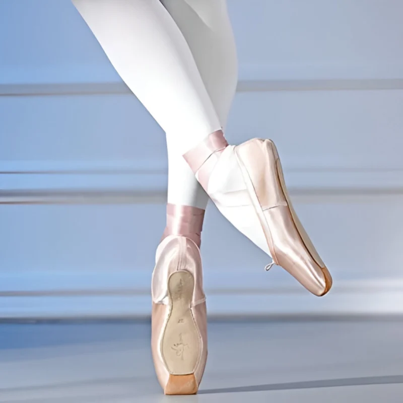 Chaussure de Ballet de Pointe profesionnel Classique Satin et Semelle en Cuir Ballerine Chausson Danse Pantoufle de Ballet avec Ruban pour Femmes - Image 4