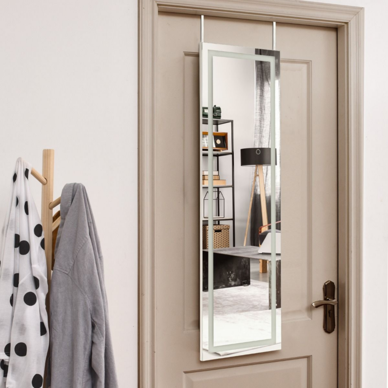 Miroir Mural LED Miroir Pleine Longueur Lumineux À 3 Couleurs Cadre En MDF 120 X 37Cm Blanc - Image 3