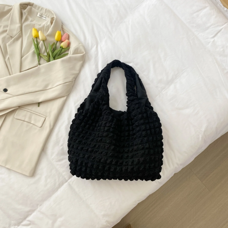 Ruched Polyester Large Handbag - Image 9