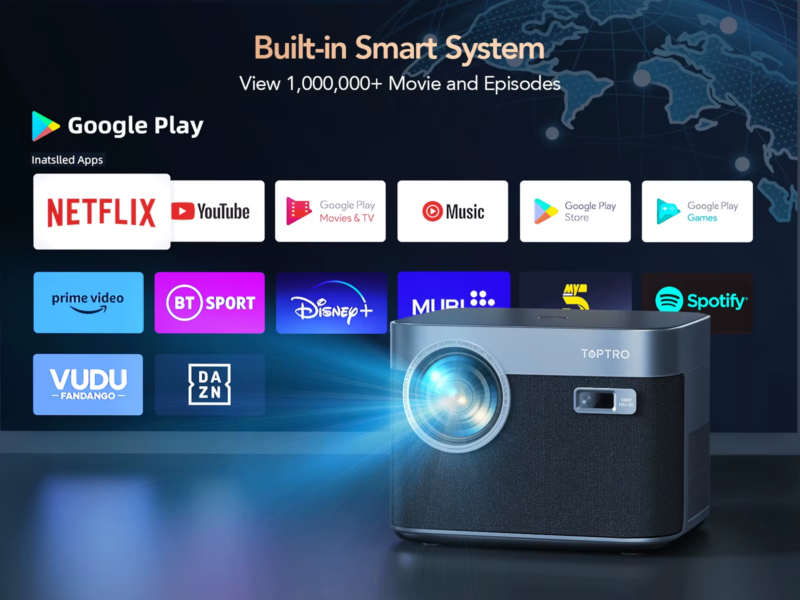 Projector 4K Android 9.0 26000 Lumens Native 1080P Wifi6 Bluetooth Projector Auto Focus/Keystone Outdoor Home Theater - Image 3
