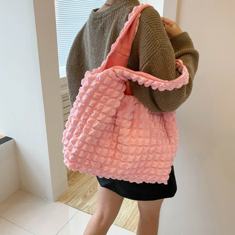Ruched Polyester Large Handbag - Image 3