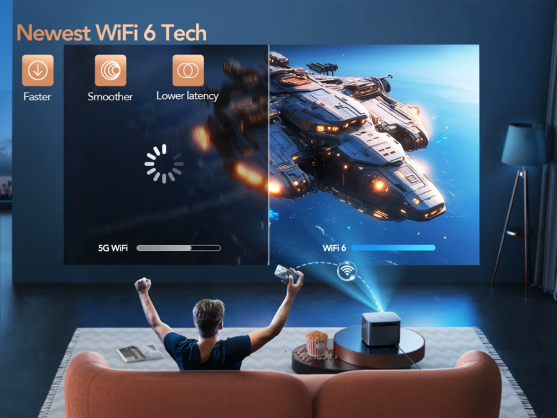 Projector 4K Android 9.0 26000 Lumens Native 1080P Wifi6 Bluetooth Projector Auto Focus/Keystone Outdoor Home Theater - Image 6