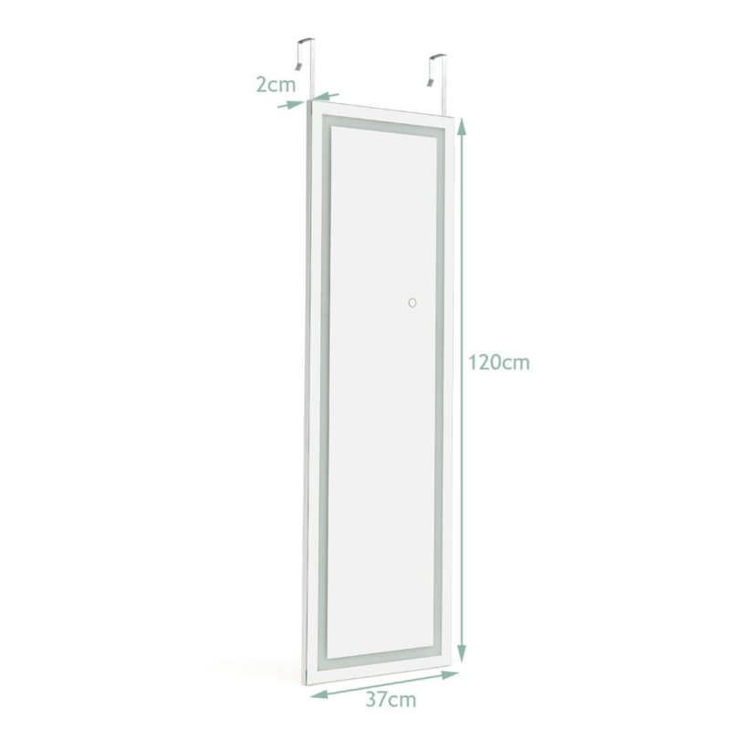 Miroir Mural LED Miroir Pleine Longueur Lumineux À 3 Couleurs Cadre En MDF 120 X 37Cm Blanc - Image 9