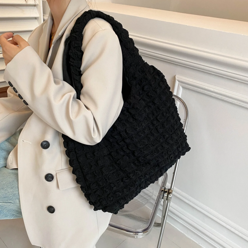 Ruched Polyester Large Handbag - Image 11