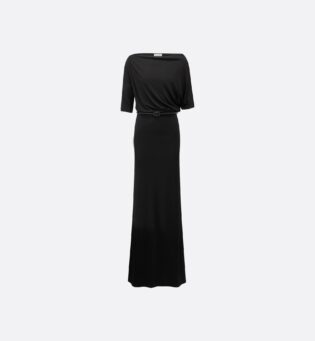 Dior Straight Long Dress in Black Technical Jersey
