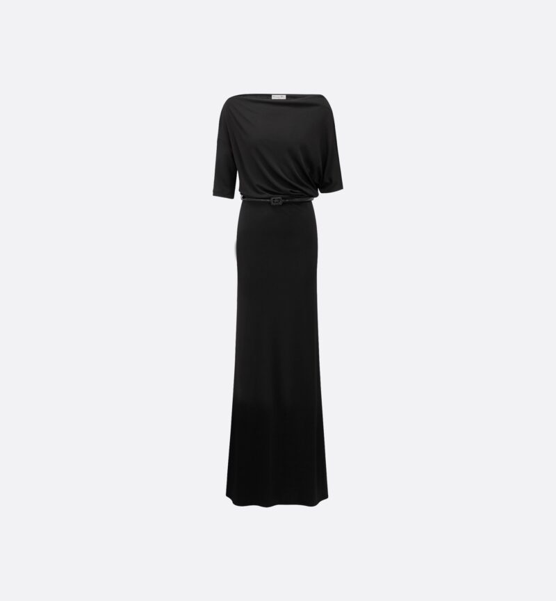 Dior Straight Long Dress in Black Technical Jersey