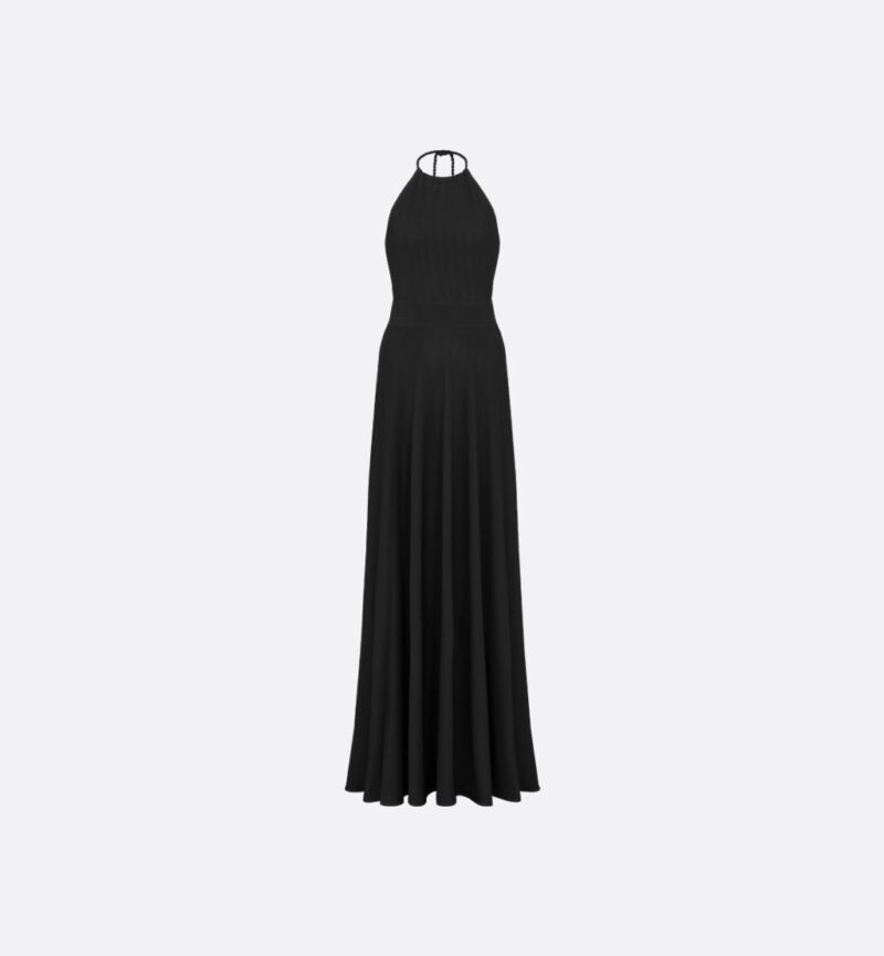 Dioriviera Flared Long Dress in Black Technical Jersey