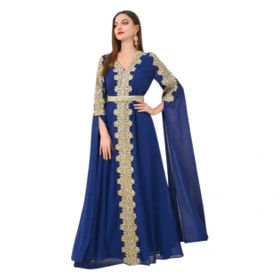 IDOPIP Women's Embroidered Abaya Kaftan Dress