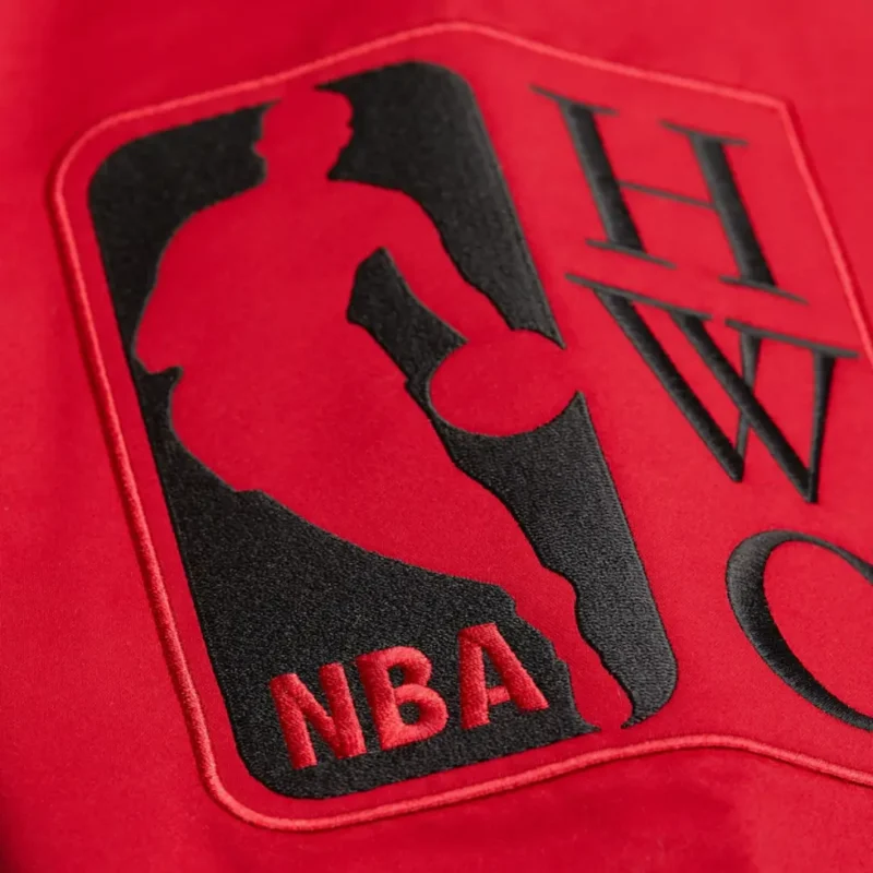 Men's Black/Red Chicago Bulls Hardwood Classics Team Origins Satin Full-Snap Jacket - Image 3