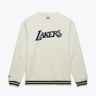 Men's Cream Los Angeles Lakers Fleece Crew Neck Pullover