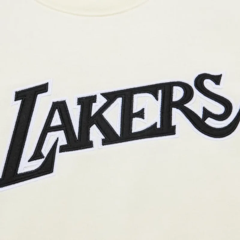 Men's Cream Los Angeles Lakers Fleece Crew Neck Pullover - Image 2