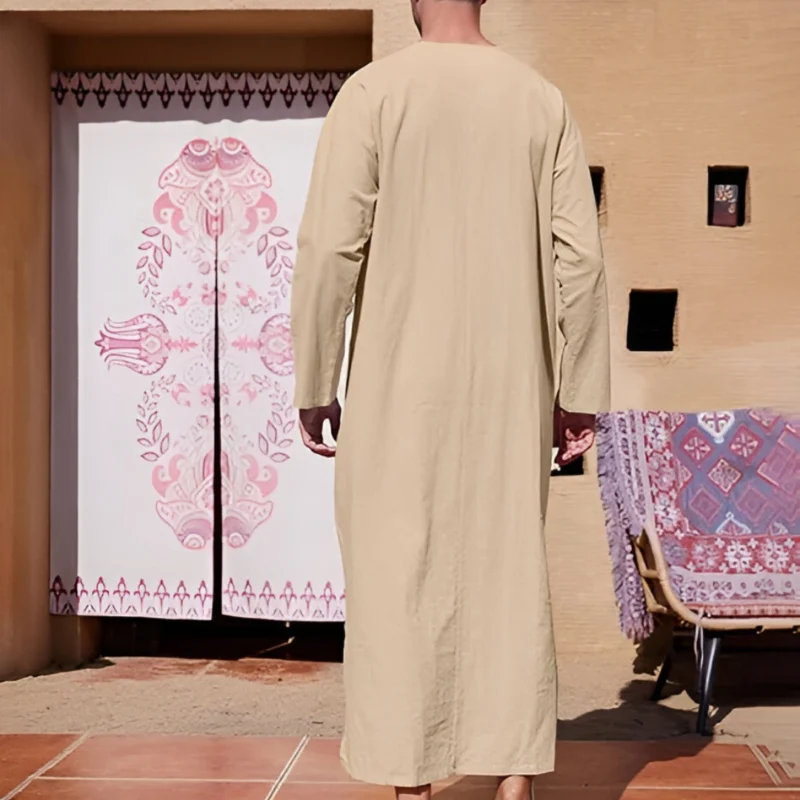 YAOHUOLE Men's Kaftan Thobe with Pockets - Image 3