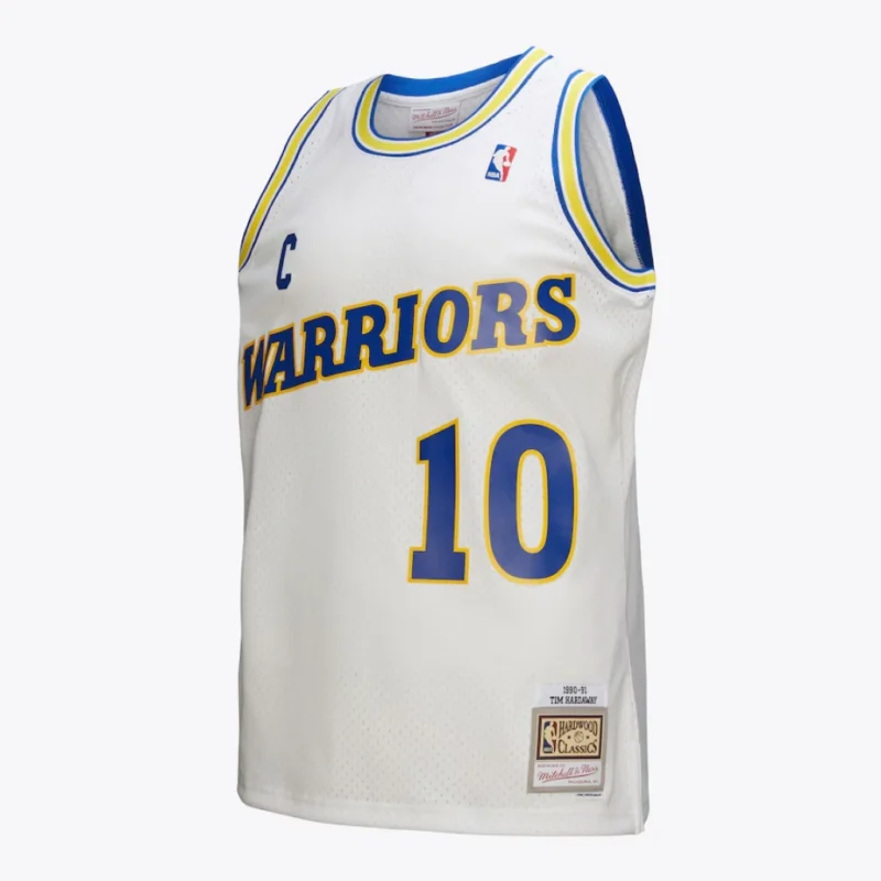 "Men's Tim Hardaway White Golden State Warriors 1990/91 Swingman Jersey " - Image 3