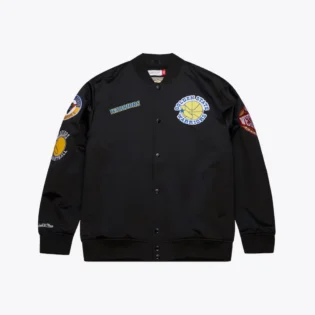 Men's Golden State Warriors Black Out Collection Full-Snap Varsity Jacket