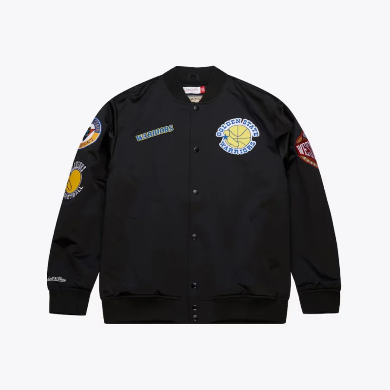 Men's Golden State Warriors Black Out Collection Full-Snap Varsity Jacket