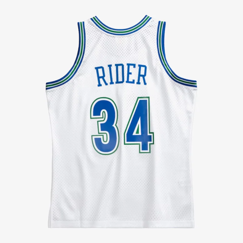 Men's Isaiah Rider White Minnesota Timberwolves 1995/96 Hardwood Classics Swingman Player Jersey - Image 2