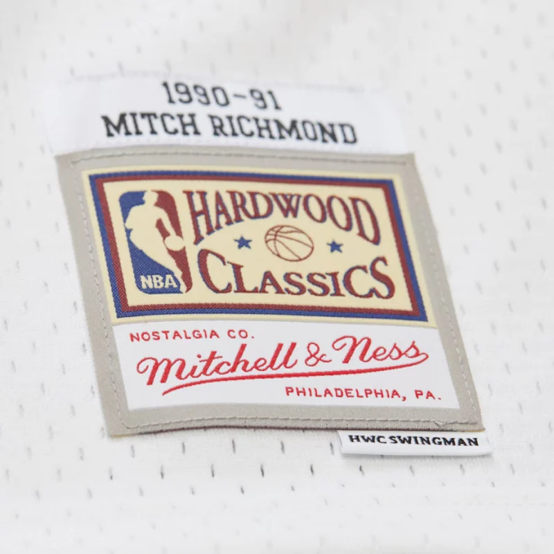 Men's Mitch Richmond White Golden State Warriors 1990/91 Swingman Jersey - Image 3
