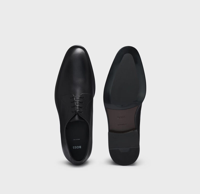 BOSS Derby Shoes in Italian Leather with Decorative Stitching - Image 2