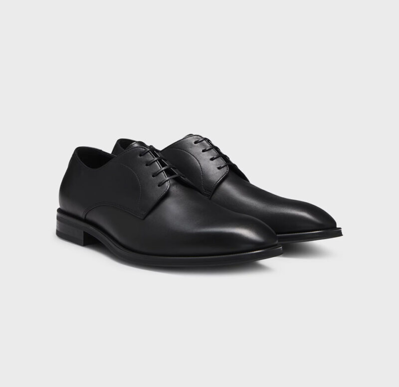 BOSS Derby Shoes in Italian Leather with Decorative Stitching