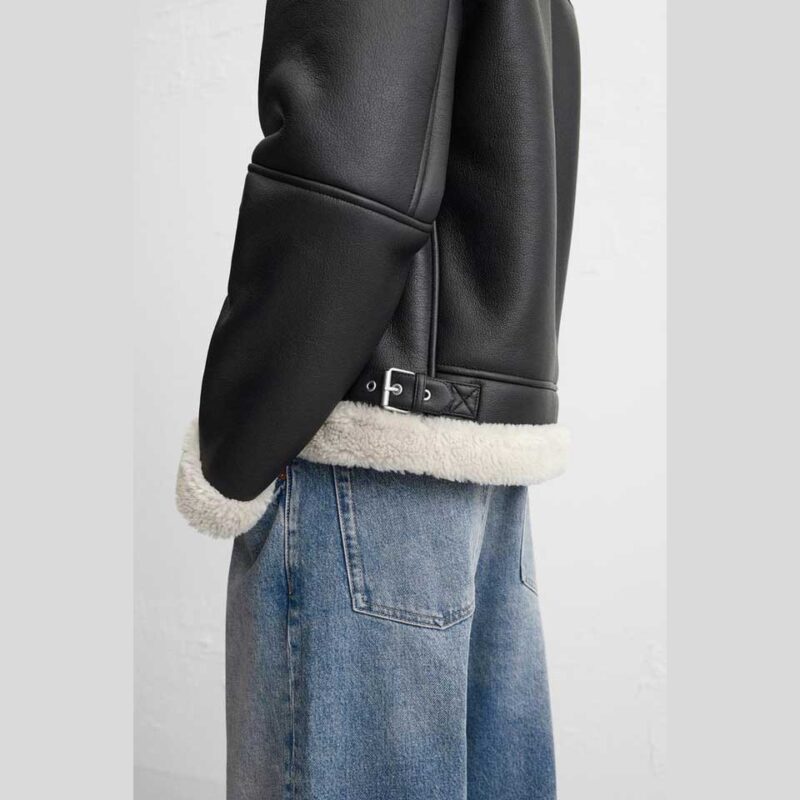 ZARA Relaxed Fit Washed Jacket with Faux Shearling Lining – Men's - Image 3
