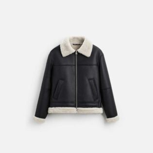ZARA Relaxed Fit Washed Jacket with Faux Shearling Lining – Men's