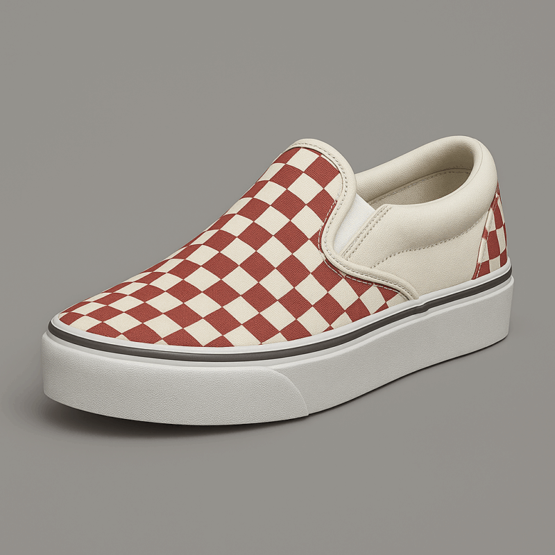 The25x Cream & Red Checkered Slip-Ons - Image 2