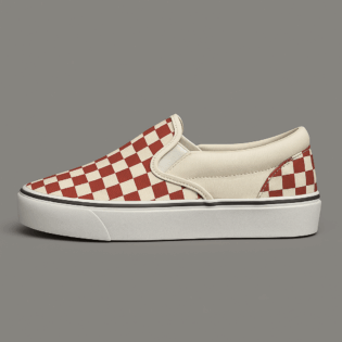 The25x Cream & Red Checkered Slip-Ons