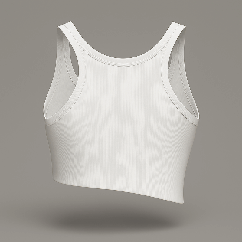 The25x White Asymmetrical Ribbed Crop Top - Image 2