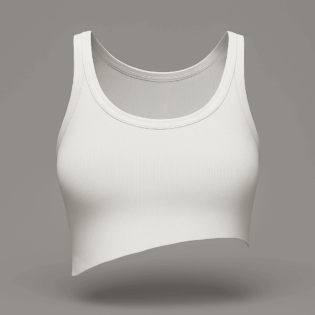 The25x White Asymmetrical Ribbed Crop Top