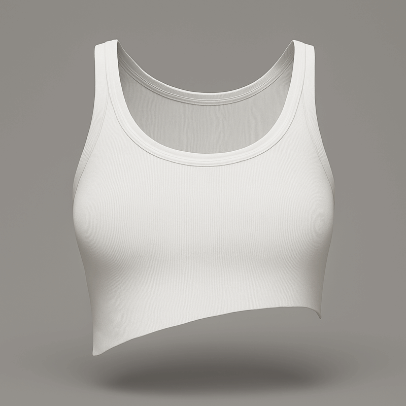 The25x White Asymmetrical Ribbed Crop Top