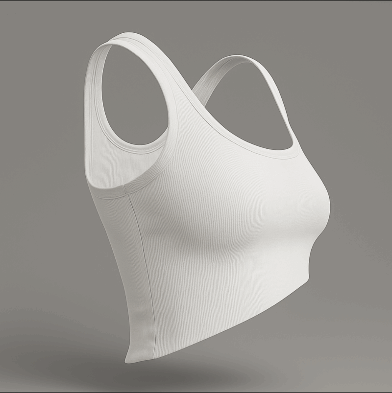 The25x White Asymmetrical Ribbed Crop Top - Image 3