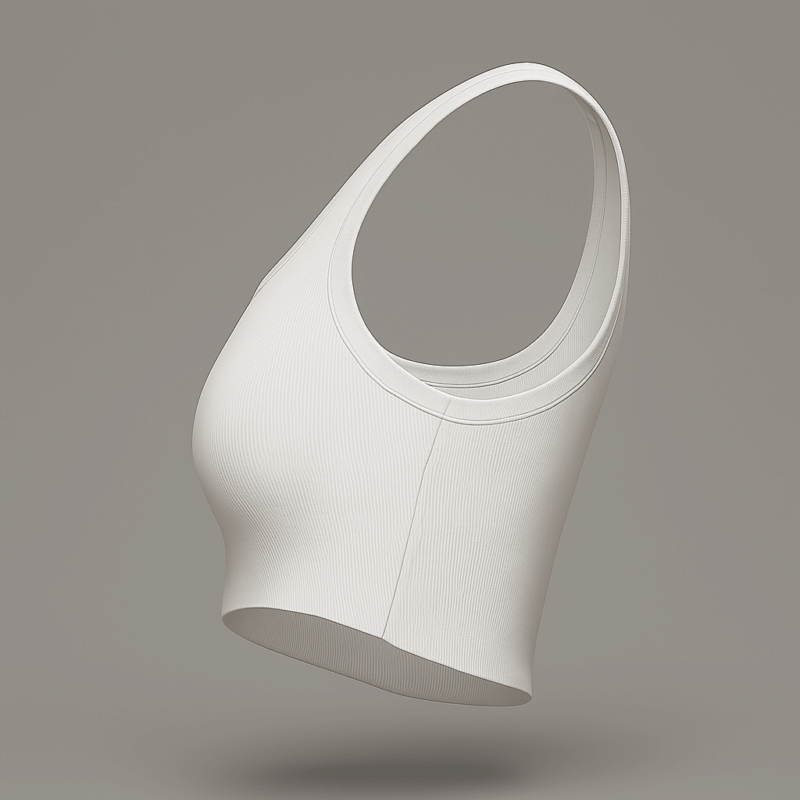 The25x White Asymmetrical Ribbed Crop Top - Image 4