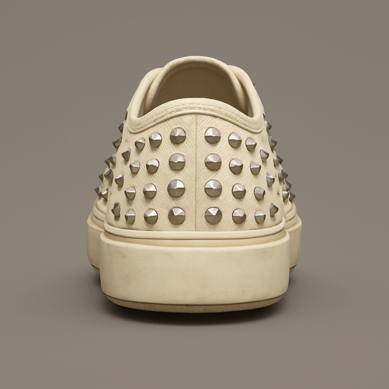 The25x Beige Studded Canvas Sneakers - Image 2