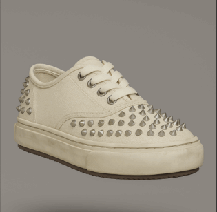 The25x Beige Studded Canvas Sneakers
