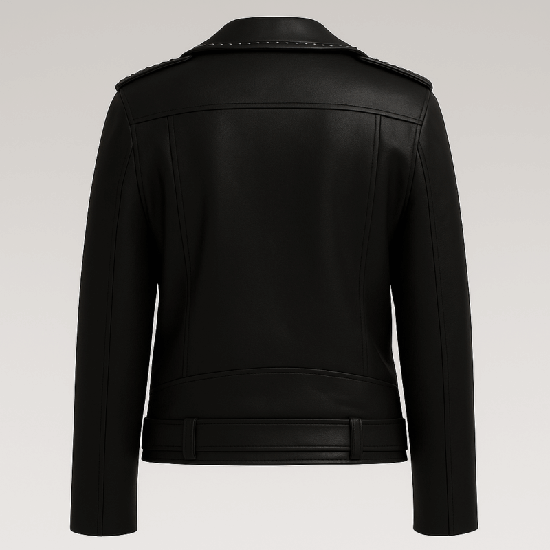 The25x Black Studded Leather Biker Jacket - Image 2