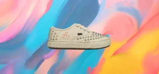 The25x Beige Studded Canvas Sneakers