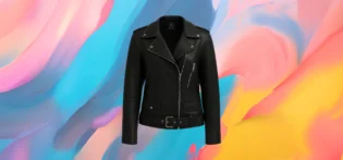 The25x Black Studded Leather Biker Jacket