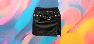 The25x Black Studded Leather Skirt