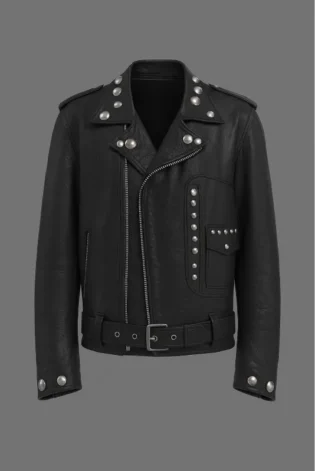 The25x Black leather biker jacket with studs