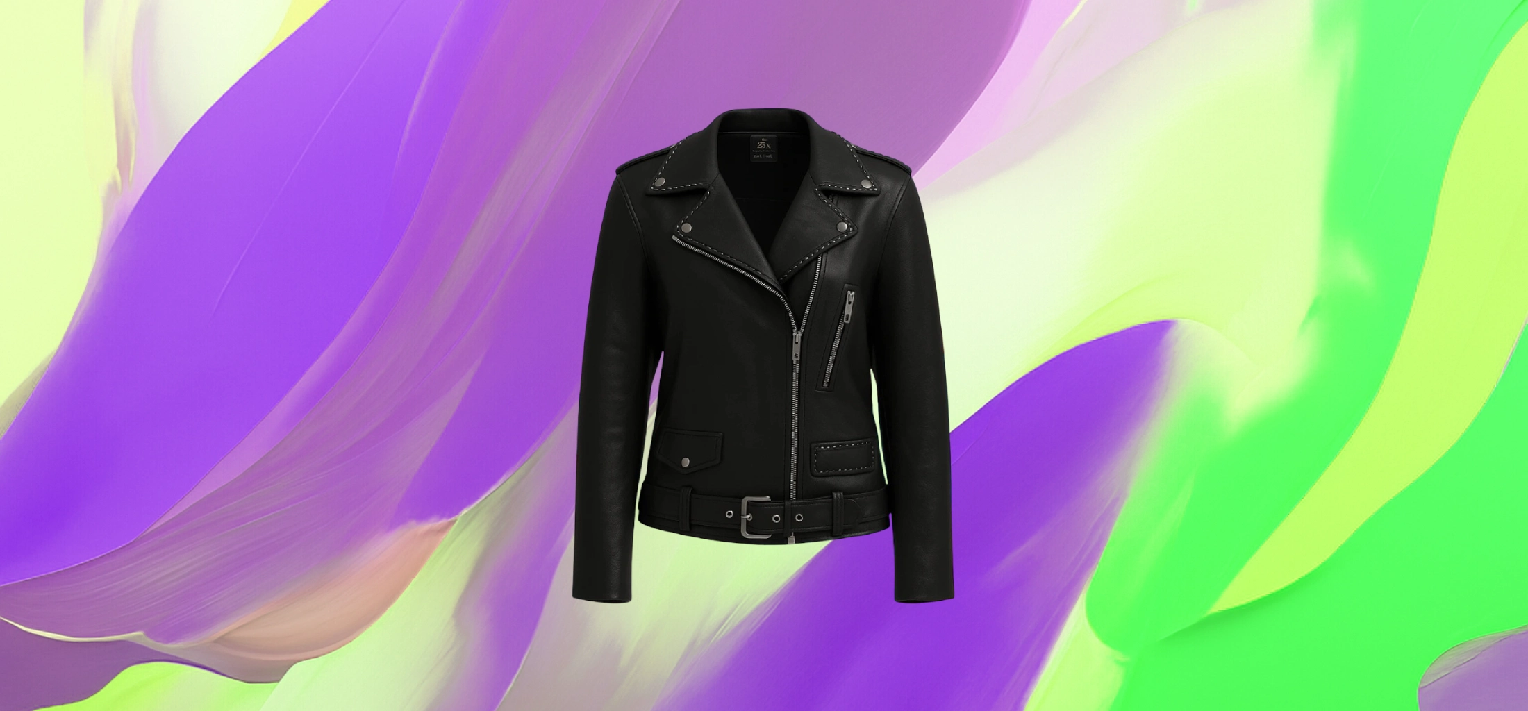 The25x Black Studded Leather Biker Jacket